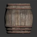 Rustic Wooden Barrel With Natural Wood Grain And Metal Hoops Textured Surface