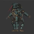 Two Armored Sci-Fi Characters Display Dynamic Poses with Red Laser Beams
