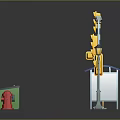 Urban Street Furniture Collection With Traffic Lights Lamps Bus Stop Benches Trash Bins Fire Hydrant