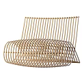 Modern Leisure Chair With Curved Slatted Design And Sleek Ergonomic Structure