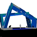 Modern Blue And White Geometric Event Entrance Archway With Lighting And Structural Design