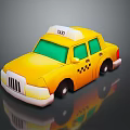 Yellow Taxi Toy With Taxi Sign On Roof Green Windows And Checkerboard Pattern