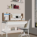 Cozy Home Study Room With White Desk Chair Books Radio And Calendar