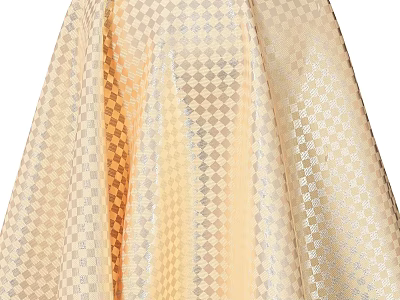 Shiny Golden Beige Dress With Diamond Checkerboard Pattern And Smooth Fabric 3d model