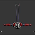 Biomech Sci Fi Warrior Character In Red White Armor Holding Swords Arms Outstretched