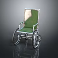 Classic Durable Green Seat Wheelchair Featuring Metal Frame And Four Wheels Supportive Backrest