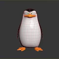 Realistic 3D Flying Animal Penguin with Black White Plumage and Orange Beak Feet