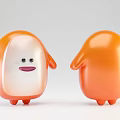 Two Cute Orange And White Cartoon Dolls With Smiling Faces And Round Shape