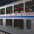 Amtrak Double Decker Train Exterior Featuring Silver Color And Stripes 3d model