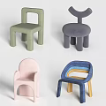 Colorful Children's Chairs with Modern Rounded Design Soft Upholstery and Safe Edges