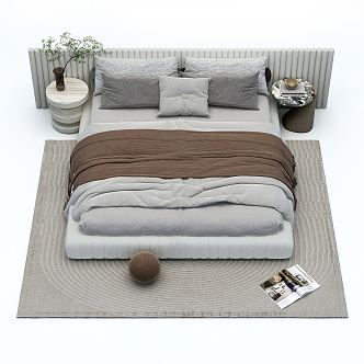 Modern Double Bed Combination 3d model