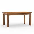 Solid Wood Rectangular Dining Table With Natural Finish Simple Design And Sturdy Legs 3d model