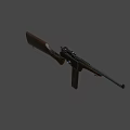 Vintage Submachine Gun With Wooden Stock And Metal Components Detailed Design Isolated On Dark Background