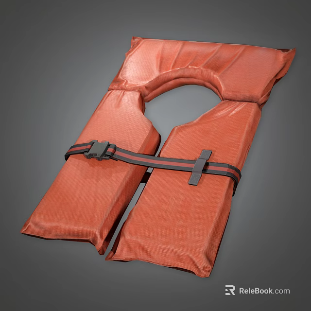 Orange Sports Equipment Life Jacket With Secure Straps Buckles And Neck Opening For Water Safety 3d model 