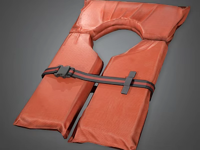 Orange Sports Equipment Life Jacket With Secure Straps Buckles And Neck Opening For Water Safety 3d model