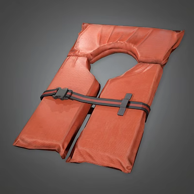 Orange Sports Equipment Life Jacket With Secure Straps Buckles And Neck Opening For Water Safety 3d model