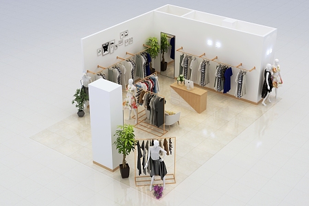 Women's clothing store style design 3d model