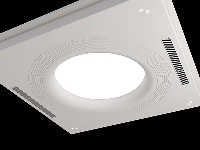Modern Ceiling Design with Round Light Fixture and Recessed Linear Trim 3d model