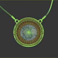 Elegant Copper Frame Necklace With Circular Pendant Carved Patterns Blue Cord And Central Light Stone