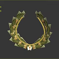 Green Plant Wreath With Decorative Leaves And Yellow Accents On Black Background