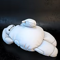 Big White Round Plush Doll With Friendly Face And Soft Stuffed Design 3d model