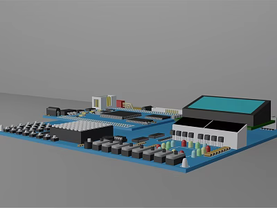 Detailed Architectural Model With Various Structures White Building And Blue Areas 3d model