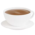 Hot Brown Coffee In White Cup With Matching Saucer On White Background