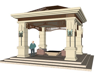 European-style pavilion large square pavilion suitable for residential area model