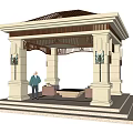 European-style pavilion large square pavilion suitable for residential area 3d model