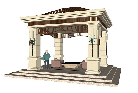 European-style pavilion large square pavilion suitable for residential area 3d model