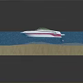 Layered Blue Ocean Floor Model With Central White Boat Shaped Object