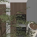 Modern Home Balcony Interior Design With Wooden Cabinets Glass Door And Blinds