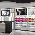 Modern Beauty Store Interior With Cosmetics Displays Shelves And Lighting Fixtures