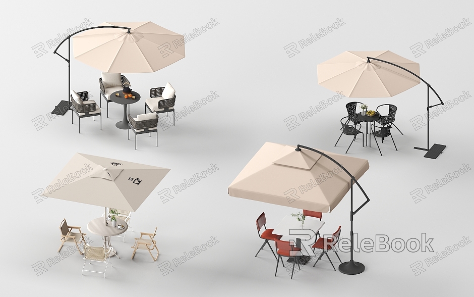 Modern Outdoor Table and Chair Sunshade model