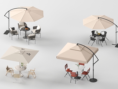 Modern Outdoor Table and Chair Sunshade model