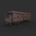 Vintage Rusty Old Train Carriage With Wooden Structure Windows And Wheels