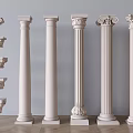 Classical Roman Columns With Various Capital Designs And White Marble Finish 3d model