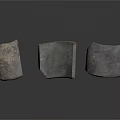 Three Curved Metal Equipment Parts With Textured Surfaces For Industrial Applications