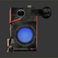BetaCam Computer External Device With Black Body Blue Window Red Cable And Lens