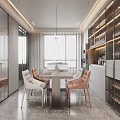 Modern Living and Dining Room Interior With Sectional Sofa TV Wall And Area Rug
