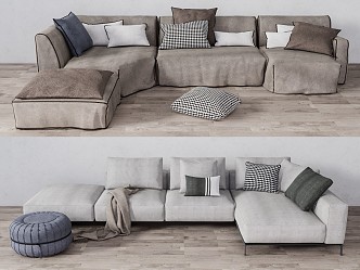 Modern corner sofa multiplayer sofa 3d model