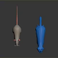 Gray Rat and Blue Cat 3D Models on Dark Background with Reflection