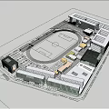 Modern School Building Campus With Academic Buildings Sports Field And Landscaped Areas