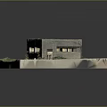 Concrete Military Bunker Model With Textured Roof Two Openings Grass And Display Base