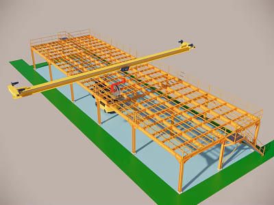 Industrial Equipment Featuring Steel Frame Structure Overhead Crane And Track System In Workshop 3d model