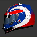 Racing Helmet With MSV And Renault Logos In Blue Red White Colors