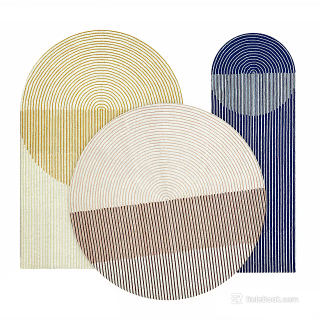 Stylish Modern Rugs With Striped Design And Geometric Shape In Colorful Patterns 3d model 