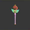 Pink Magic Wand With Red Orb Golden Wings And Decorative Pink Handle Design