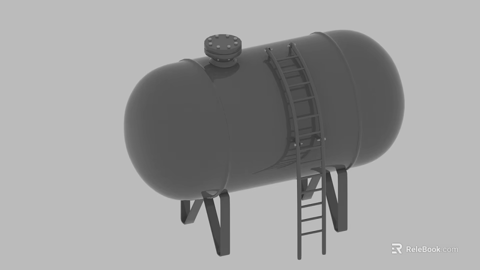 Industrial Storage Tank Equipment With Metal Ladder And Support Legs 3d model 