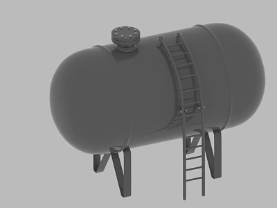Industrial Storage Tank Equipment With Metal Ladder And Support Legs 3d model